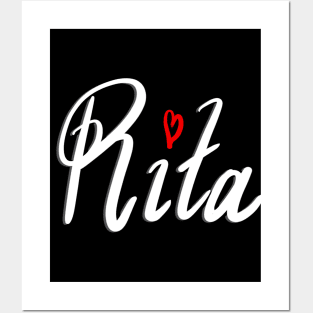 Rita popular girls first name in white. Personalized personalised customised name Rita Posters and Art